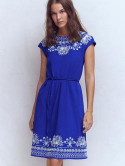 Boden Embroidered Jersey Mini Dress, Blue, Blue