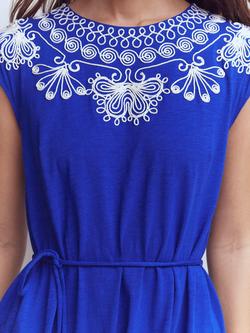 Boden Embroidered Jersey Mini Dress, Blue - view 2, Blue