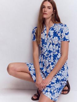 Boden Naomi V-Neck Botanical Dress, Blue - view 2, Blue