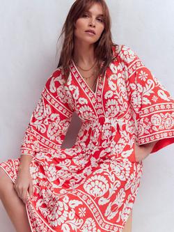 Boden Nell Ornate Floret Dress containing LENZING™ ECOVERO™ Viscose, Red - view 2, Red