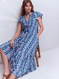 Boden Tala Block Print Jersey Dress, Blue/White - view 2, Blue/White