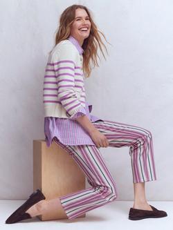 Boden High Rise Stripe Straight Jeans, Pink/Blue - view 2, Pink/Blue