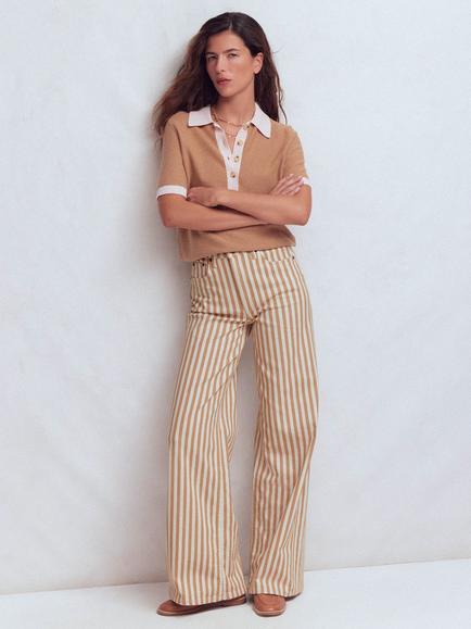 Boden High Rise Stripe Jeans, Ecru/Tan - view 2, Ecru/Tan
