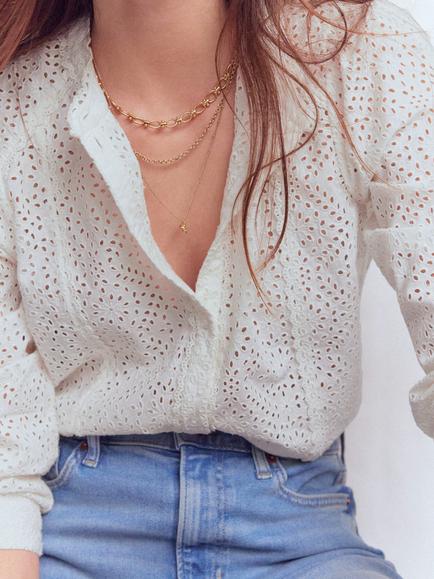 Boden Rhea Trim Shirred Cuff Top, White - view 2, White