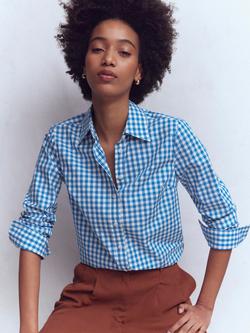 Boden Sienna Gingham Long Sleeve Shirt, Blue, Blue