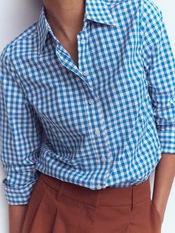 Boden Sienna Gingham Long Sleeve Shirt, Blue - view 2, Blue