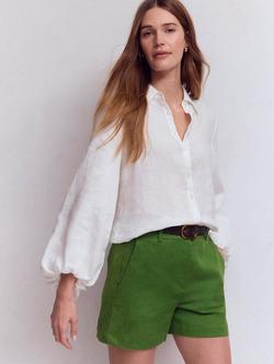 Boden Belgravia Pure Linen Shorts, Promenade Green