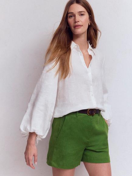 Boden Belgravia Pure Linen Shorts, Promenade Green