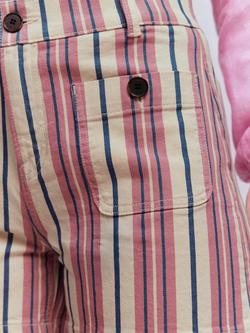 Boden Primrose Stripe Denim Shorts, Pink/Multi - view 2, Pink/Multi