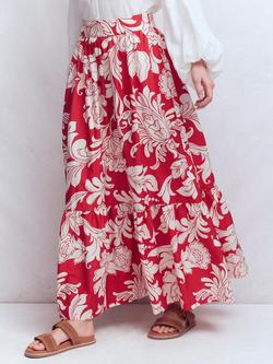 Boden Abigail Floral Maxi Skirt, Salsa/Multi, Salsa/Multi