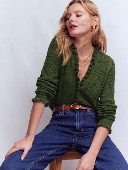 Boden Eloise Textured Stitch Jumper, Warm Ivory - view 2, Green