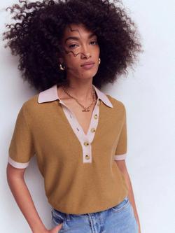 Boden Grace Colour Block Knit Top, Camel, Camel