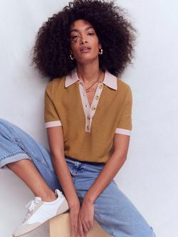 Boden Grace Colour Block Knit Top, Camel - view 2, Camel