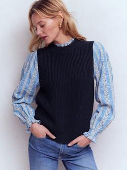 Boden Shirt Sleeve Wool Blend Tank Top, Navy, Navy