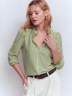 Boden Effie Stripe Smock Shirt, Dill/Multi, Dill/Multi