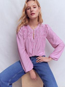 Boden Mya Stripe Smock Shirt, Purple/Ivory, Purple/Ivory