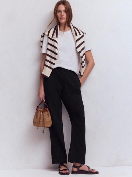 Boden Pull On Tailored Trousers, Black, Black