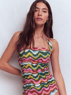 Boden Kythira Ruched Zig Zag Swimsuit, Multi, Multi