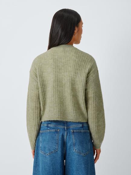 AND/OR Tiggy Rib Knit Round Neck Cardigan - view 2, Green