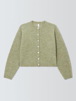 AND/OR Tiggy Rib Knit Round Neck Cardigan, Green