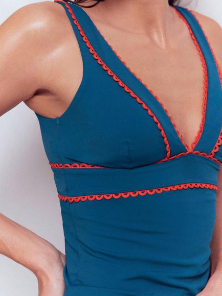 Boden Porto Scallop Trim Tankini Top, Oceanside, Firework - view 2, Oceanside, Firework