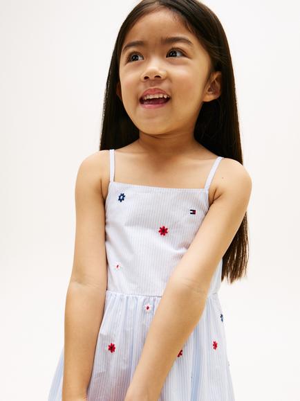 Tommy Hilfiger Kids' Cotton Embroidered Tiered Dress, Multi - view 2, Multi