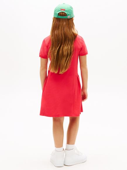 Tommy Hilfiger Kids' Cotton Short Sleeved Mini Polo Dress, Bright Red - view 2, Bright Red