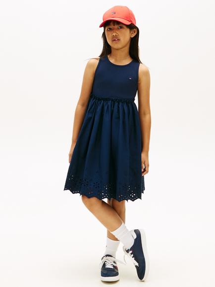 Tommy Hilfiger Kids' Broderie Anglais Dress, Navy