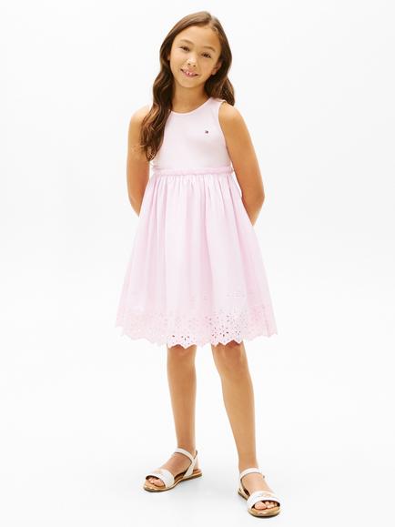 Tommy Hilfiger Kids' Broderie Anglais Dress, Light Pink