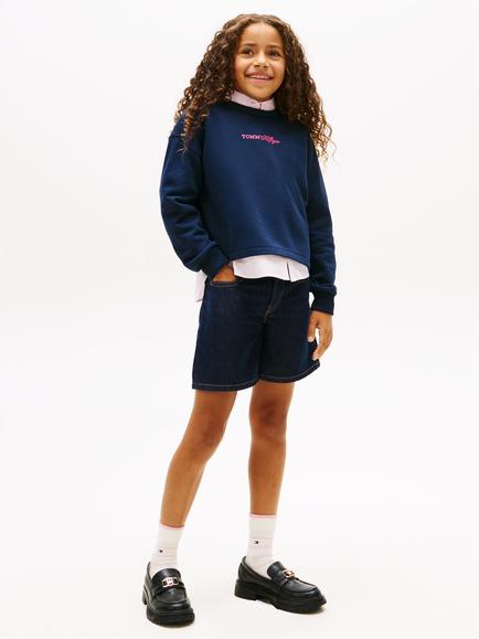 Tommy Hilfiger Kids' Cotton Blend Glitter Logo Sweatshirt - view 2, Navy