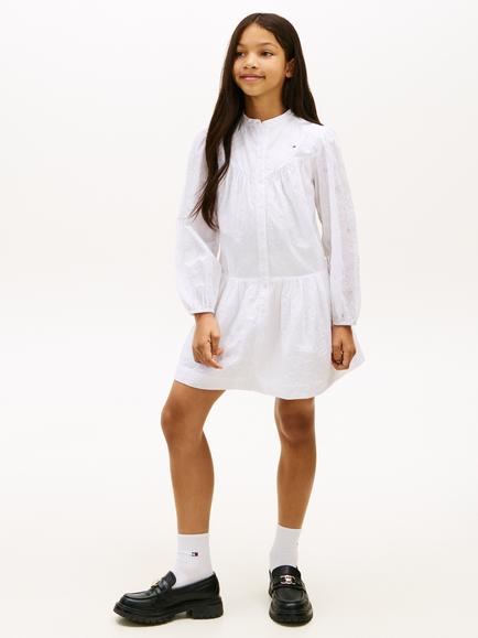 Tommy Hilfiger Kids' Broderie Anglais Dress, White