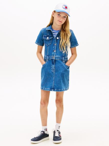 Tommy Hilfiger Kids' Denim Trucker Dress, Blue, Blue