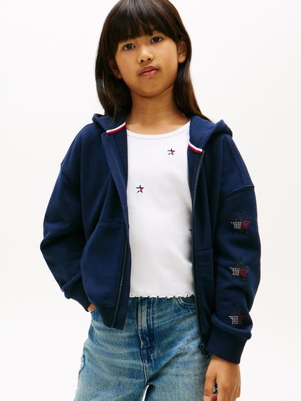 Tommy Hilfiger Kids' Cotton Blend Zipped Hoodie, Navy, Navy