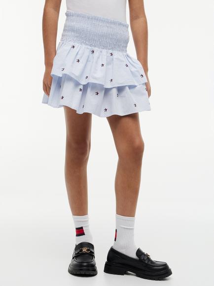 Tommy Hilfiger Kids' Star Stripes Ruffle Skirt, Light Blue, Light Blue
