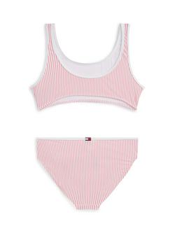 Tommy Hilfiger Kids' Bralette Bikini, Pink/White - view 2, Pink/White
