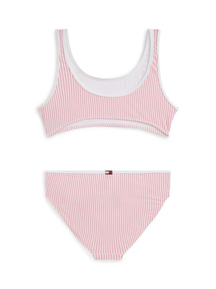Tommy Hilfiger Kids' Bralette Bikini, Pink/White - view 2, Pink/White