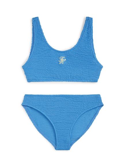 Tommy Hilfiger Kids' Crinkle Bralette Bikini, Blue