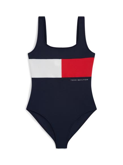 Tommy Hilfiger Kids' Square Neck Swimsuit, Multi, Multi