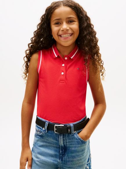 Tommy Hilfiger Kids' Classic Polo Shirt Vest Top, Red, Red