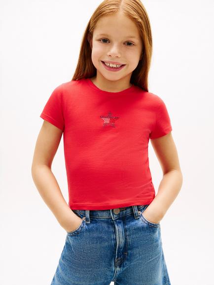 Tommy Hilfiger Kids' Cotton Blend Star Logo T-Shirt, Red