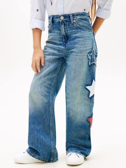 Tommy Hilfiger Kids' Mabel Wide Leg Denim Jeans, Dark Blue, Dark Blue