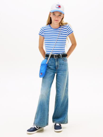 Tommy Hilfiger Kids' Mabel Wide Leg Denim Jeans, Dark Blue - view 2, Dark Blue