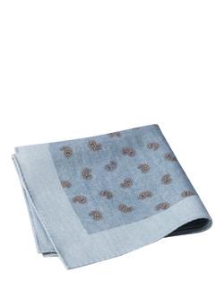 Hackett London Wool Paisley Pocket Square, Dusty Blue, Dusty Blue