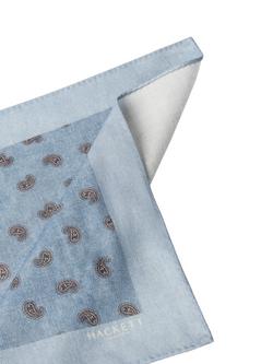 Hackett London Wool Paisley Pocket Square, Dusty Blue - view 2, Dusty Blue