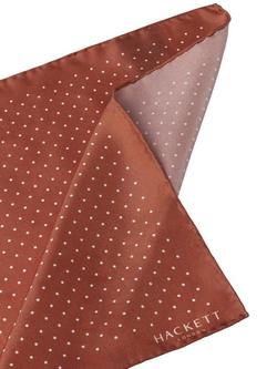 Hackett London Micro Dot Silk Pocket Square - view 2, Apricot Orange