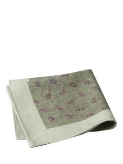 Hackett London Wool Paisley Pocket Square, Sage Green, Sage Green