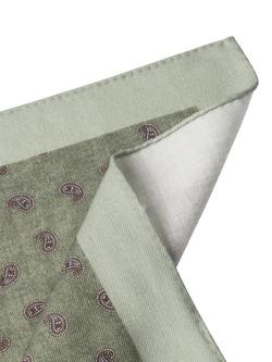 Hackett London Wool Paisley Pocket Square, Sage Green - view 2, Sage Green