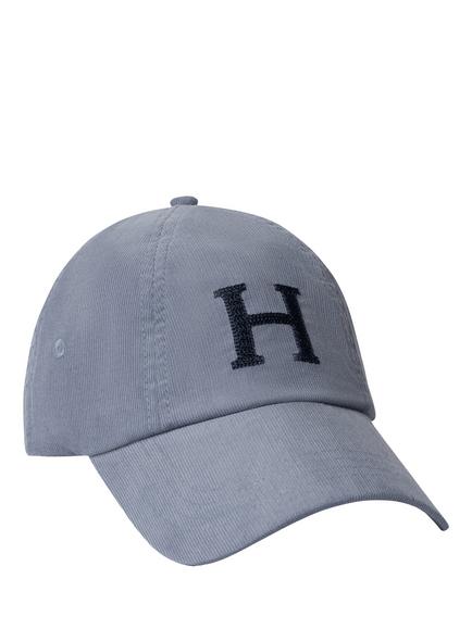 Hackett London Heritage Embroidered H Corduroy Baseball Cap, Dusty Blue