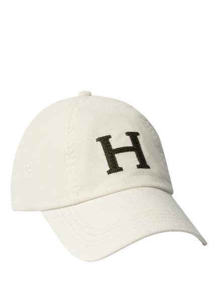 Hackett London Heritage Embroidered H Corduroy Baseball Cap, Off White