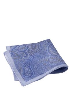 Hackett London Silk Paisley Pocket Square, Oxford Blue, Oxford Blue